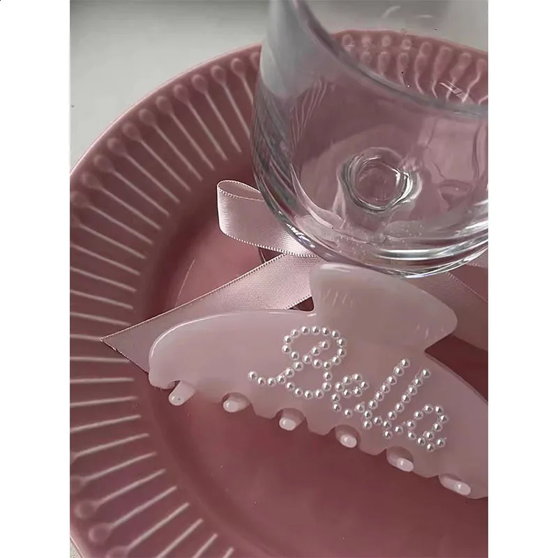 Handmade Diamond Pearl Customized Word Hair Clip Hair Claw Personalized Name Hair Clip Letter 241216