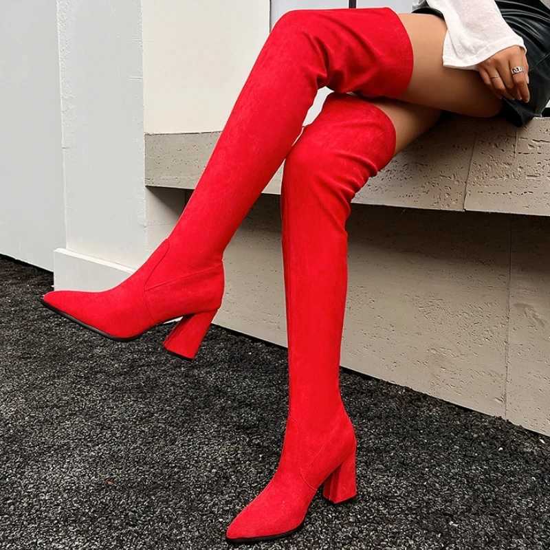 High Quality SGESVIER Elastic Wens Over the Knee High Boots ck Lg Thigh High Boots Womens Autumn Shoes Black High Heels T241206