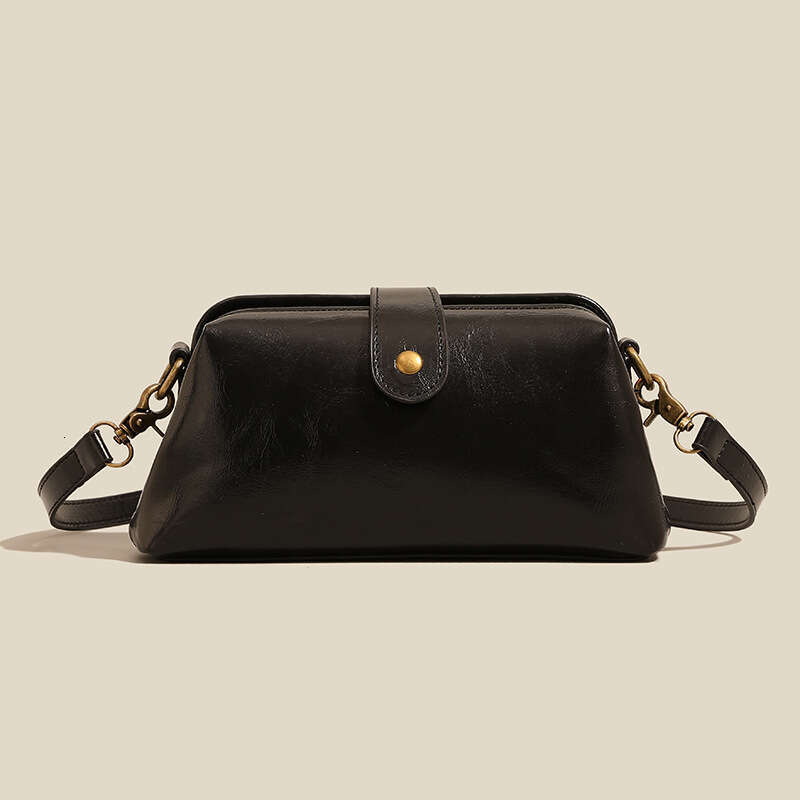 2025 new soft leather clip single shoulder diagonal cross women's bag