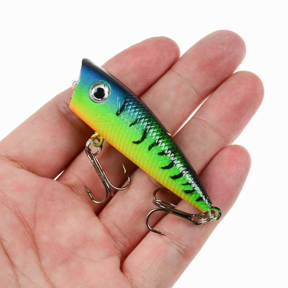 1pc Popper Fishing Lure 6cm/6.5g Hard Bait Artificial Topwater Bass Trout Pike Wobbr Fishing Tack with 2 Treb HooksXJ241128