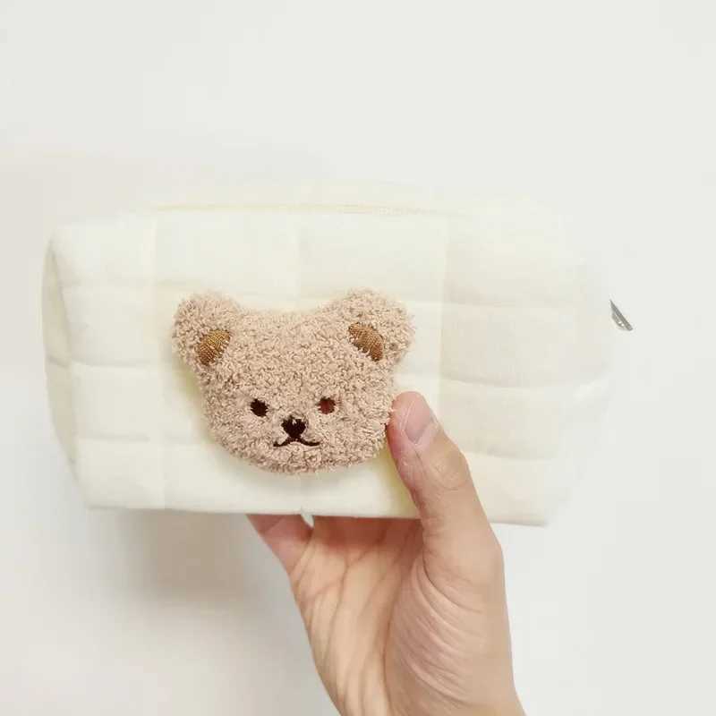 Portable Cute Bear Baby Toiletry Bag Make Up Cosmetic Bags Diaper Pouch Baby Items Organizer Reusable Cott Cluth Bag for MommyXJ241206