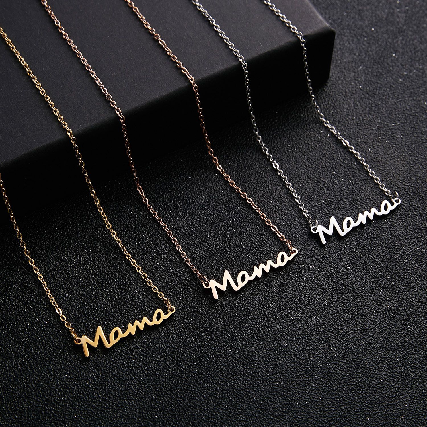 Mother's Day Mama Letter Pendant Necklace For Women 2 Colors Mom Nameplate Clavicle Chain Choker Personality Jewelry Gift