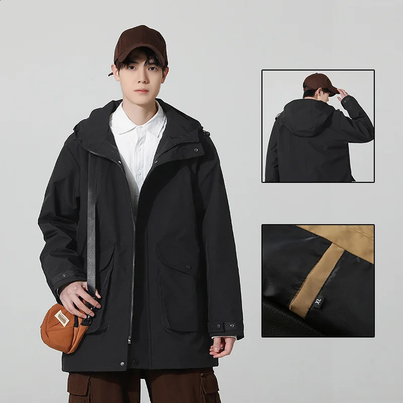 Autumn Mens Windbreaker Jacket Classic Fashion Overcoat Trend Coats Men Casual Windproof Jackets HighQuality Hooded 8XL 241202