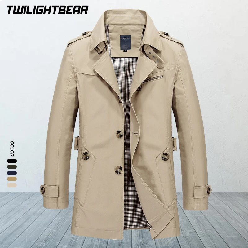 High Quality Mens Trench Coat Oversized Windbreaker Pure Cotton Business Casual Jacket Men Clothing Overcoat 5XL A306 241202Z