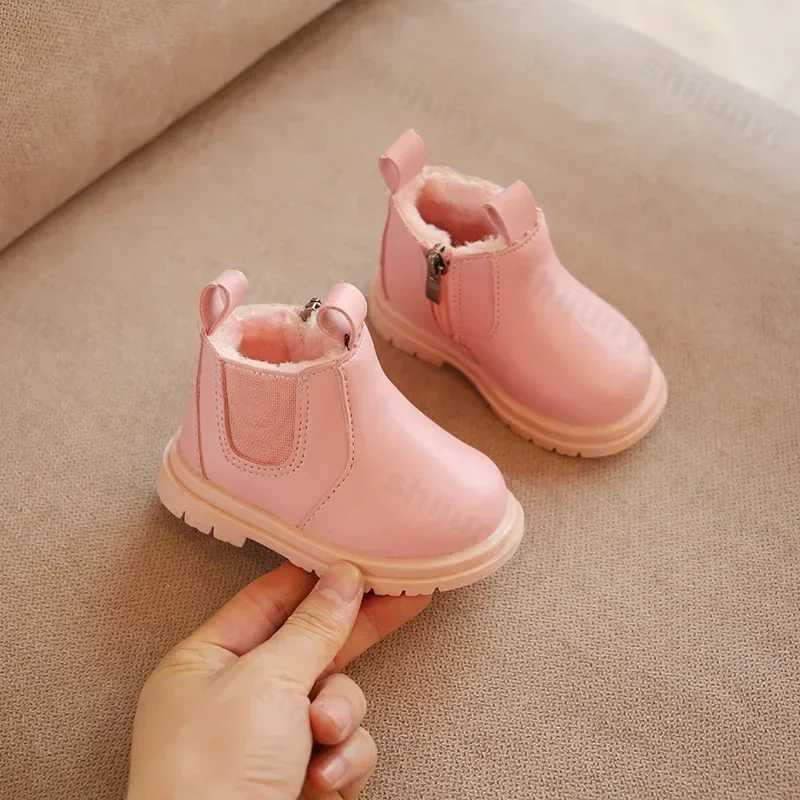 Vintage Children Snow Boots New 2025 Pink Platform Fur Boots for Girls Kids Baby Winter Keep Warm ShoesToddler Boys Size 15-19XJ241206
