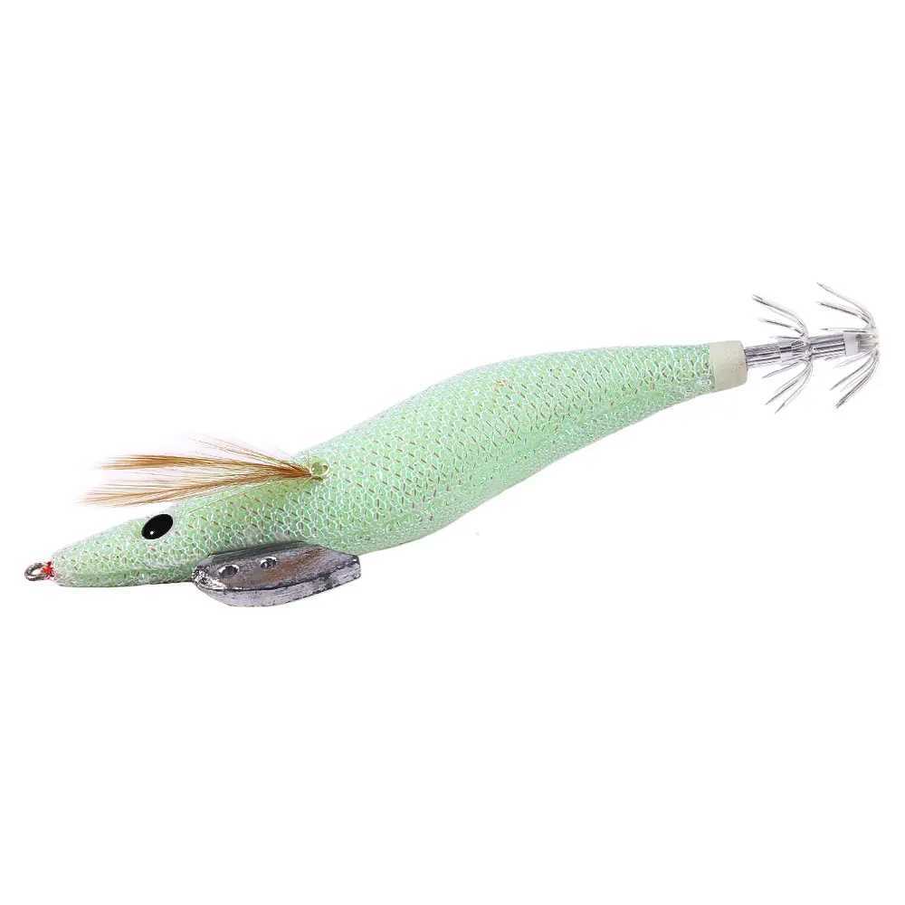 NEW UP 1PCS Fishing Lure Luminous Squid Jigs White Glow Wood Shrimp with Octopus Squid Jig Hooks CuttfishXJ241128