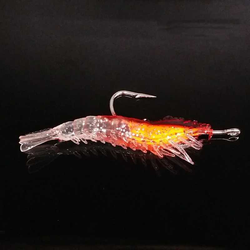 4PCS/Bag 6cm 3g Luminous Simulation Shrimp Soft Bait Artificial Soft Rigs Fishing Lure Bass Sea Fishing TackXJ241128