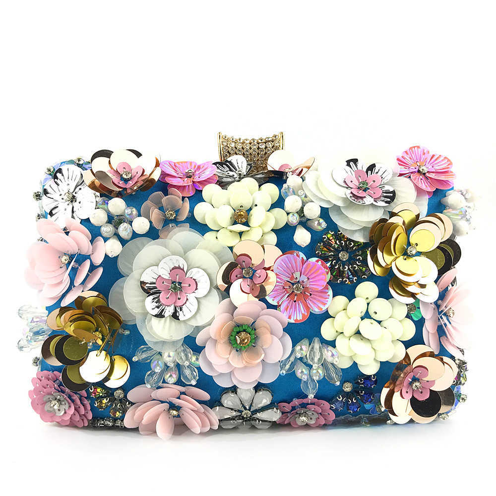 Clutch Bag Straight Dinner Bag Womens Color Bead Piece Flower String Bead Temperament Cheongsam Bag 240920