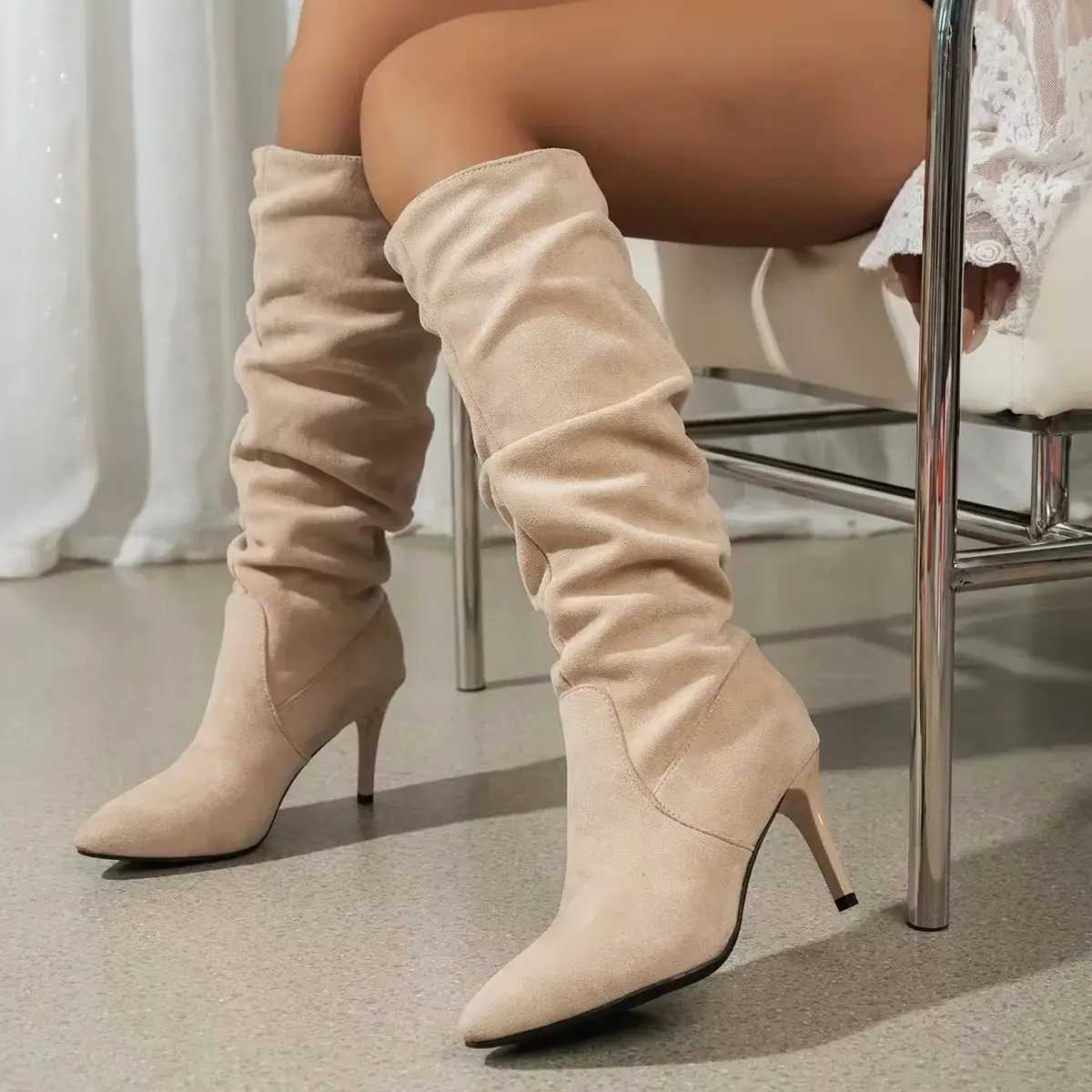 High Quality Autumn/Winter Warm Boots Point Side Zipper Ultra Thin High H Knee High Boots Warm Boots Platform Boots Warm Boots T241206