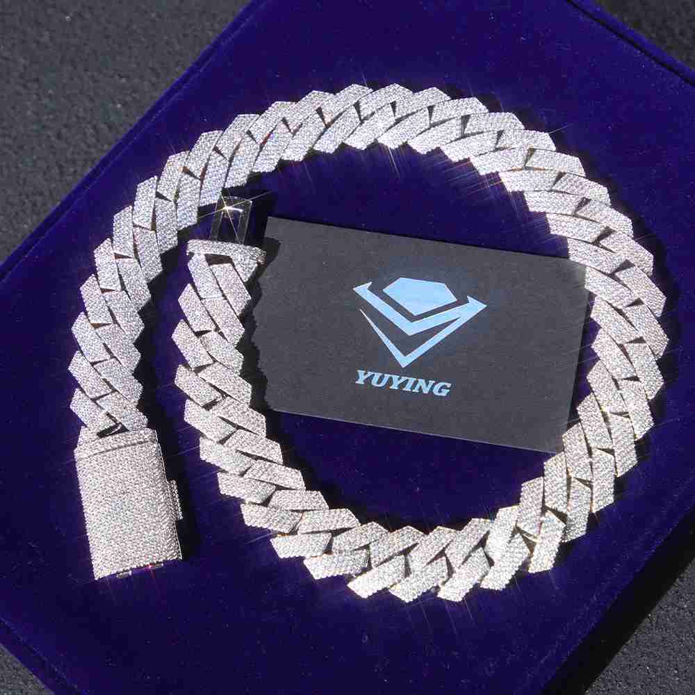 Moissanite Necklace 20mm Hip Hop Jewelry S925 Sterling Silver Bracelet Men Women VVS Iced Out Cuban Link Chain