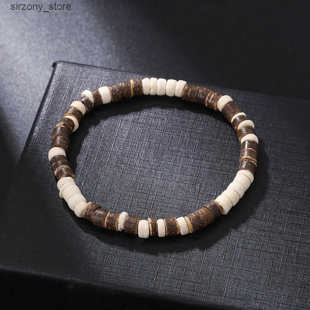 Beaded Coconut Wood Beaded Bracelet Eiastic Turquoise Stone Bead Bracelets for Men and Women Handmade Stacking Wooden Stretch Bracelets J241206