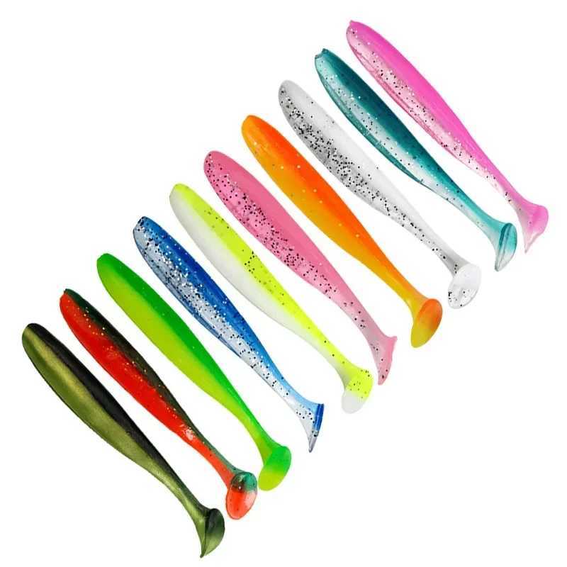 10pcs/Lot Fishing Lure 55mm 63mm 70mm T Tail Worm Soft Bait Jigging Wobbrs Tack Bass Pike Artificial Silicone SwimbaitXJ241128