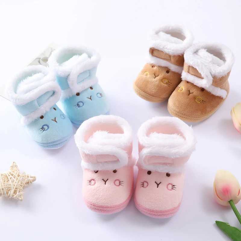 Autumn Winter Warm Newborn Boots Baby Girls Boys Shoes Toddler Soft Sole Fur Snow Boots Infant Toddler Cotton-Padded ShoesXJ241206