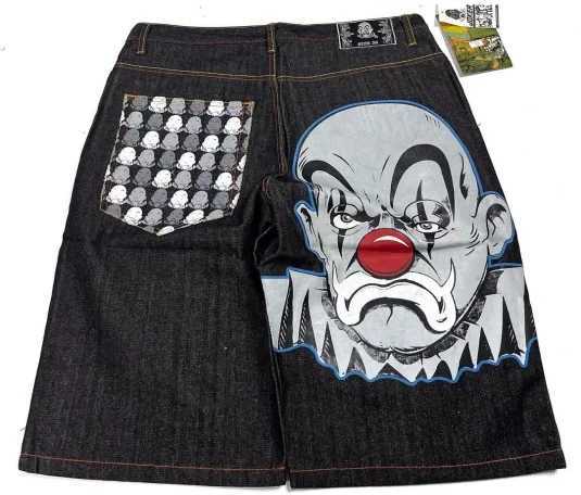 American gothic washed hip-hop graffiti clown print denim shorts y2k trendy black classic casual wear knee-length wide-leg pantsXJ241206
