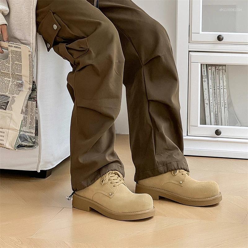 Casual Shoes Black Thick Soled Men's High Quality Trendy Style Outdoor Leisure Party Daily Office Youth Selling