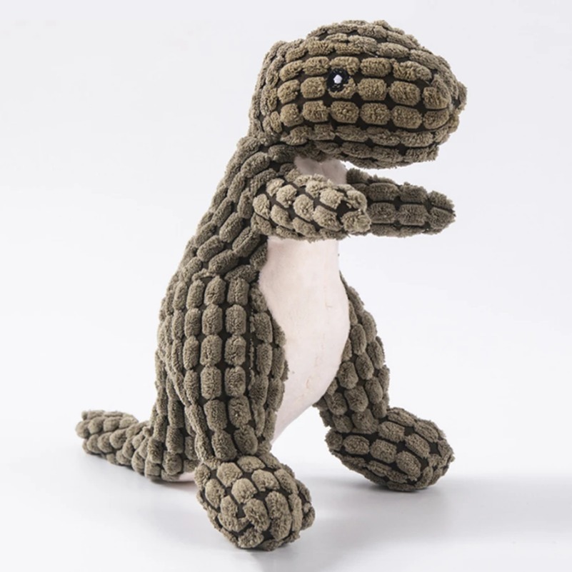 Corduroy Dino-Shaped Squeaky Plush Dog Toy for Puppies - Safe & Fun Chew Accessory