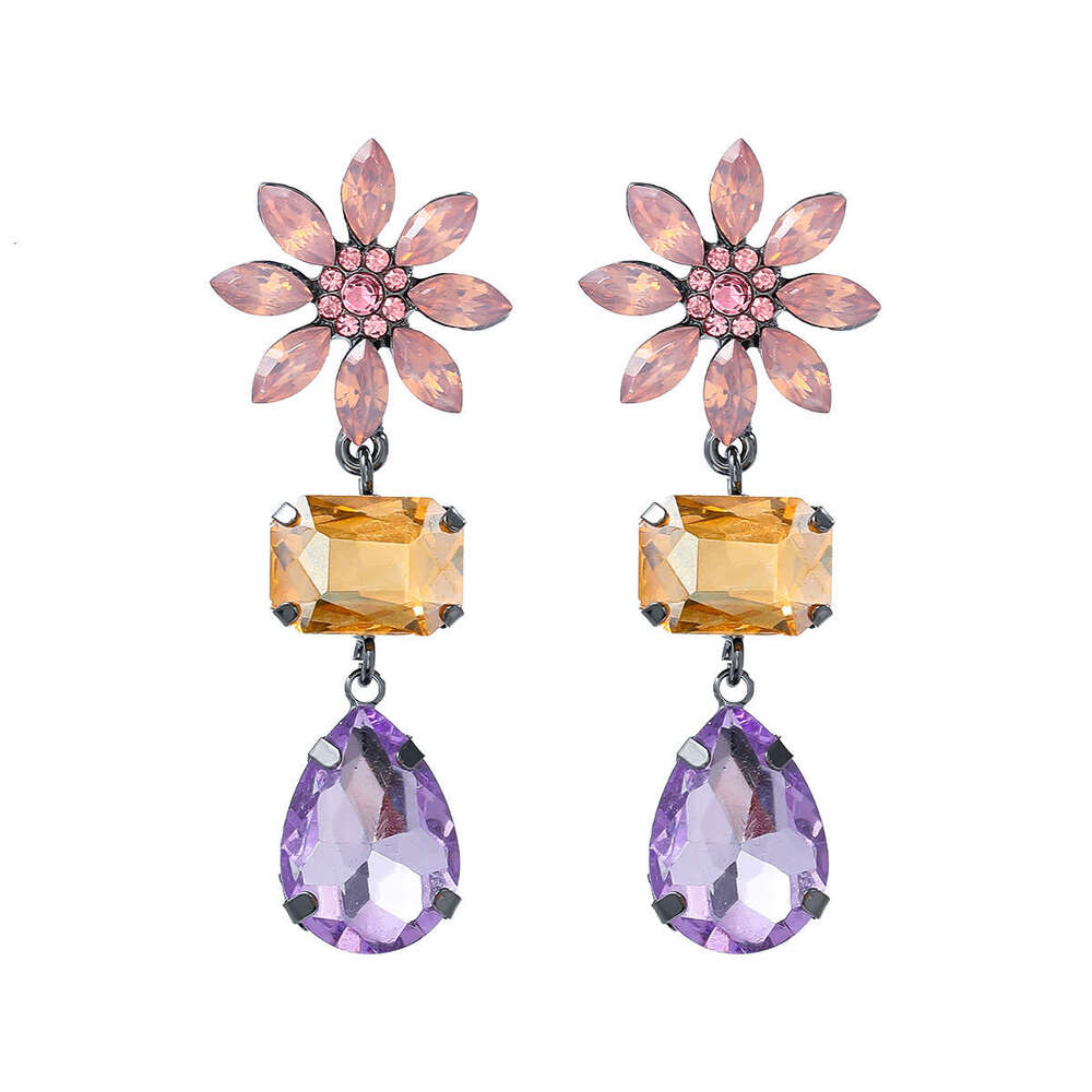 2024 colored with full dia ral water droplet shaped for women's trendy earrings