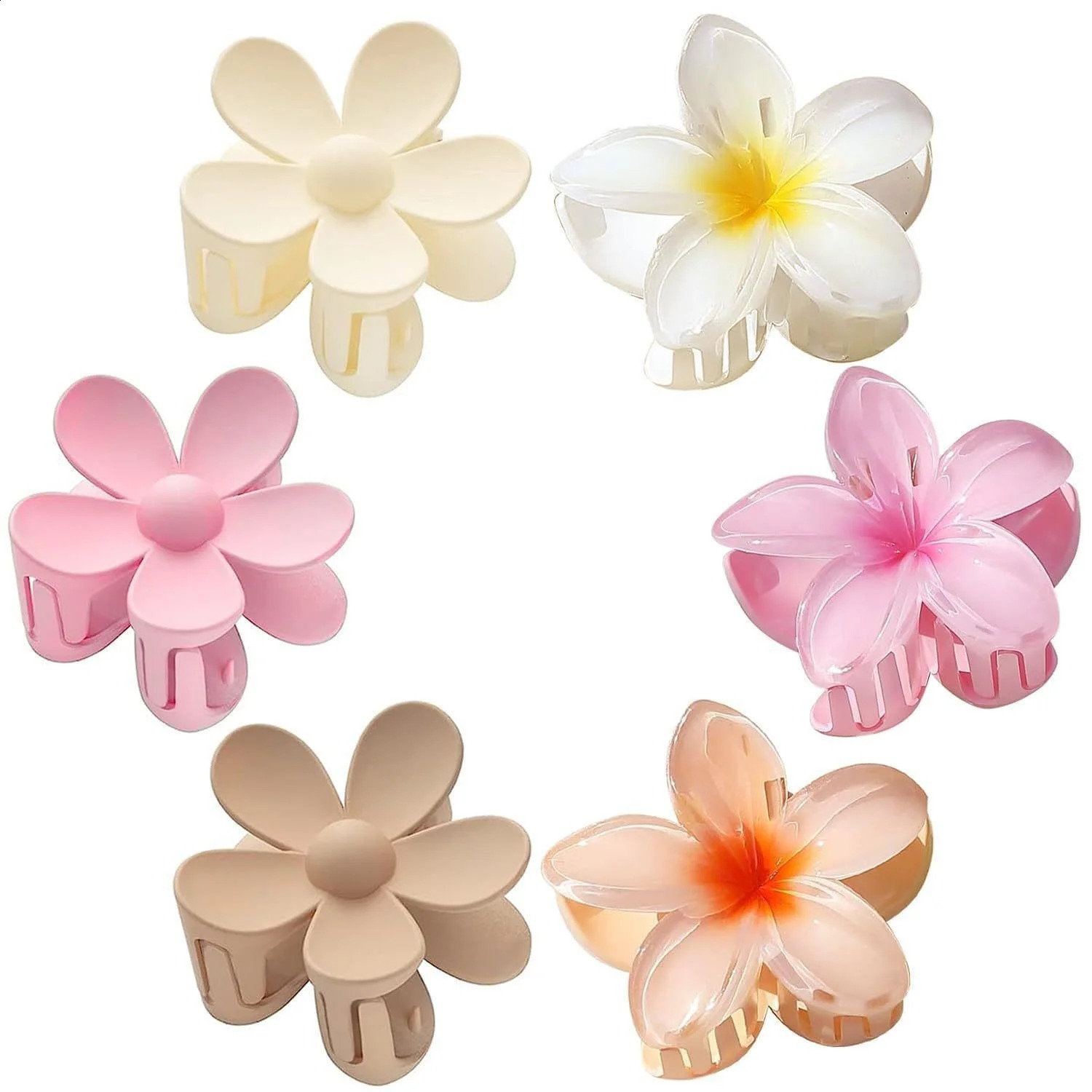 6 fashionable egg flower hair clips womens bohemian style colorful hair clips hair claws beach vacation girls hair accessories 241205