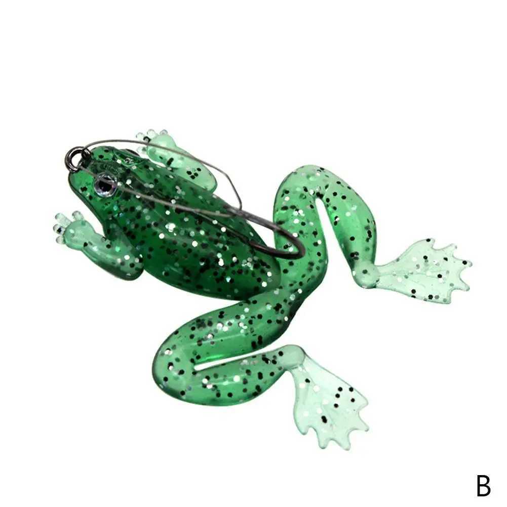 1pc Soft Lures 3D Eyes Artificial Silicone Frog Bait With Hook For Catfish Perch Bass Pike Fishing TackXJ241128