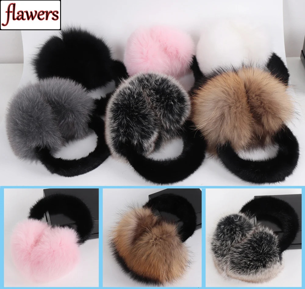 Fluffy 100% real fox fur earmuffs for winter warmth natural fox fur earmuffs for women real mink fur earmuffs for women 241205