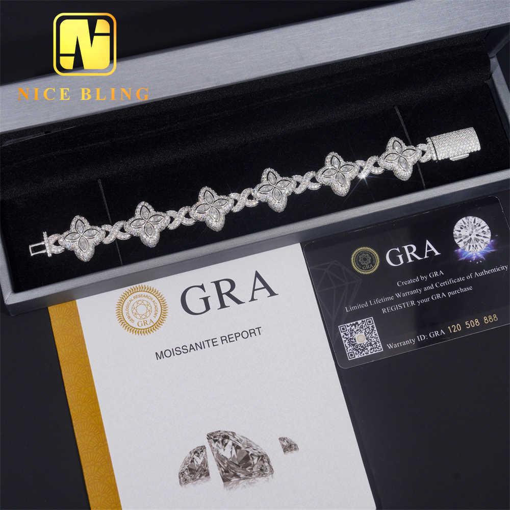 Custom Made Iced Out Luxury Jewelry Rapper Men Jewelry Hip Hop VVS1 Moissanite Diamond Cuban Bracelet