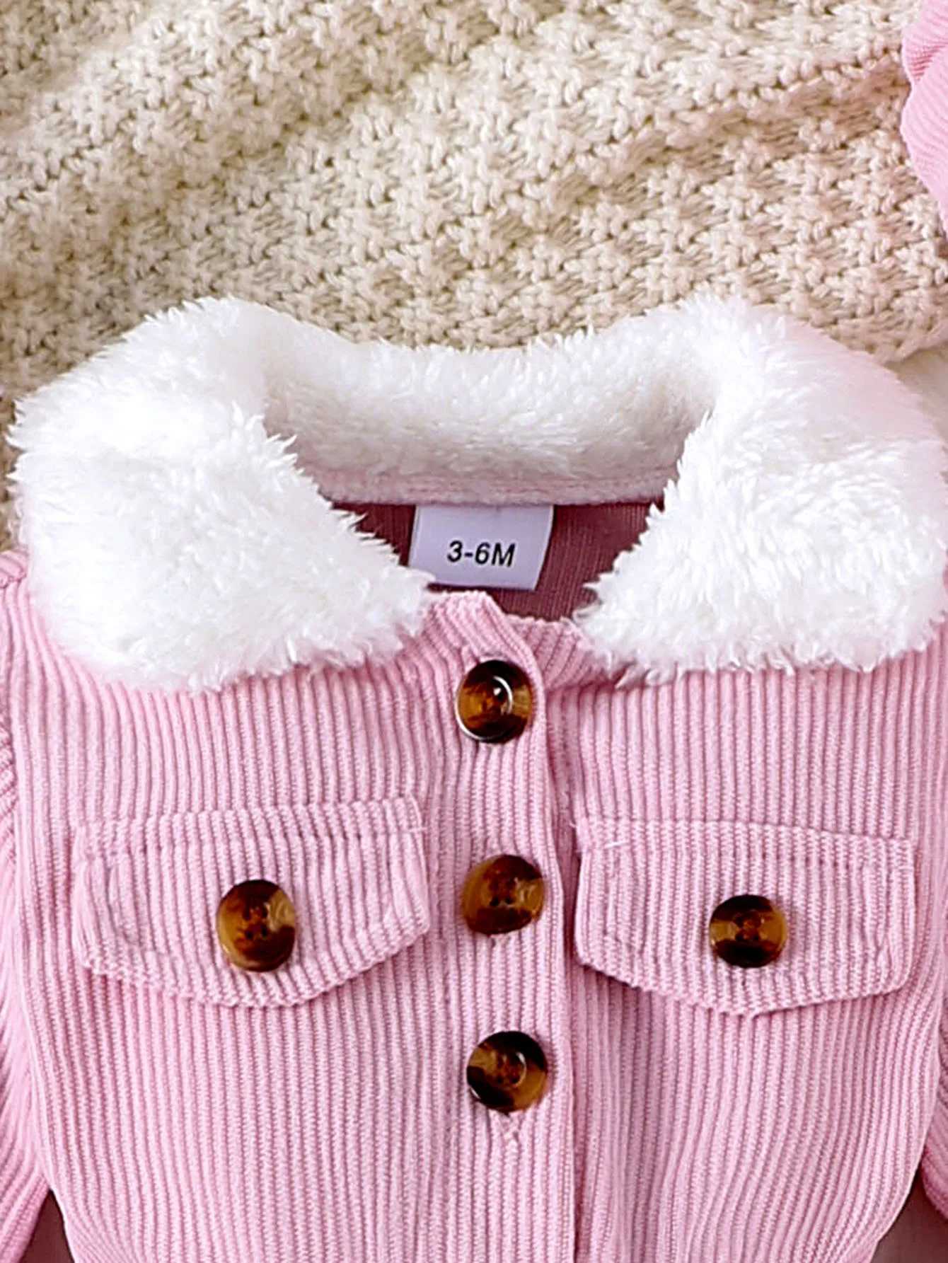 2PCS Winter New Sle For Girls Aged 0-3 Comfortable Foreign Sle Sweet Fluffy Stitching Pink Dress + HatXJ241206