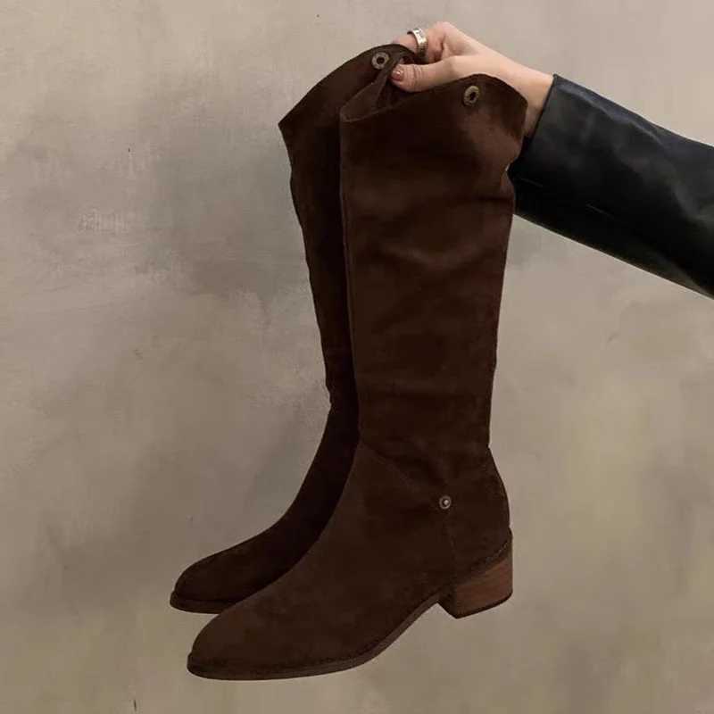 High Quality Warm knee high boots winter suede mid H shoes brand short and chubby snow boots Fi warm pump elegant Botas unprinted good product T241206