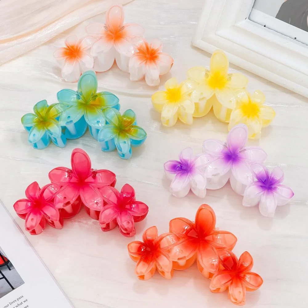 6 fashionable egg flower hair clips womens bohemian style colorful hair clips hair claws beach vacation girls hair accessories 241205