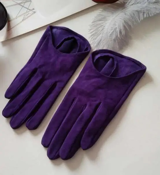 Womens natural leather gloves womens genuine leather suede short dance motorcycle riding gloves R751 241206