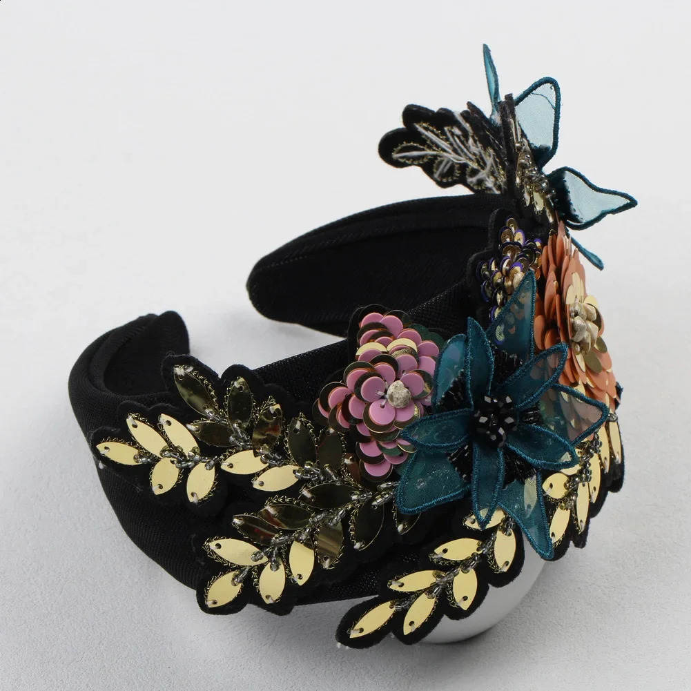 Dazhong sequins sparkling leaves Baroque womens party headbands handmade headbands fashionable hair accessories 241205