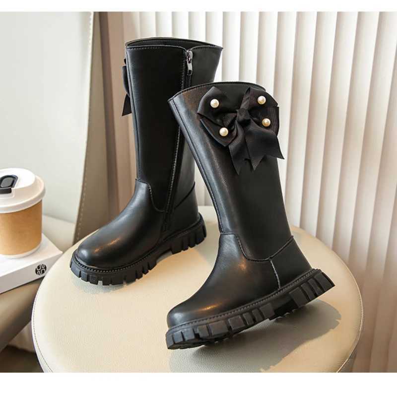 Zapatos Nia Fashion Girls Boot 2023 Witer New Plush Girl Long Boot Warm High Boot Warm High Boot Princess Boot Kids Shoe BotaXJ241206