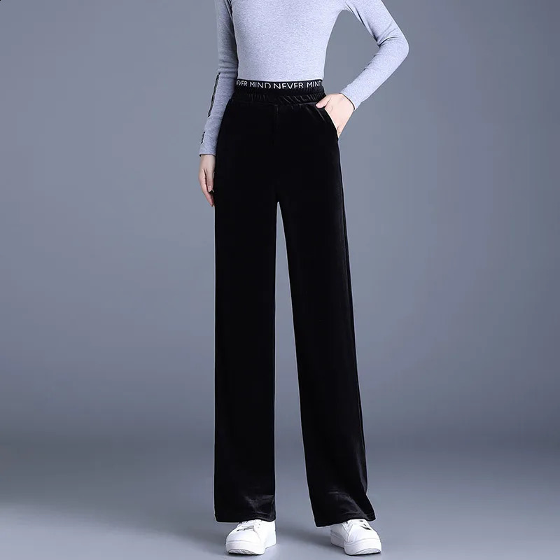 Korea High Waist Fall Gold Velvet Pants for Women Pants Loose Tight Pants Womens Spring/Summer Mop Pants S-5XL 241202