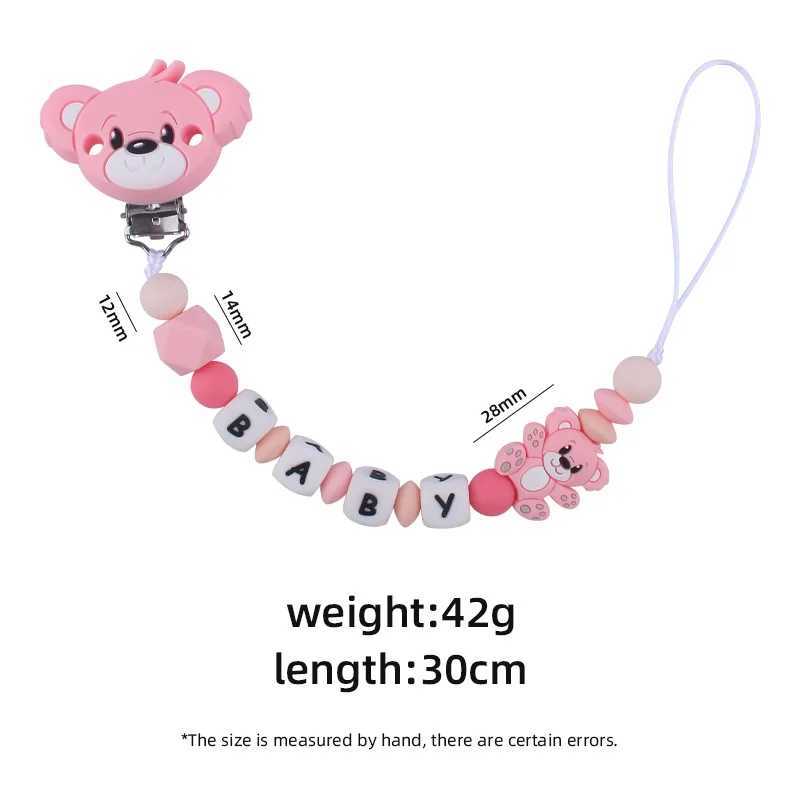 Pacifier Holders Clips# Baby Handmade Personalized Name Clips Cartoon Silicone Beads Pacifier Chain for Teether Nursing Toys Nipple Dummy Holder Chain