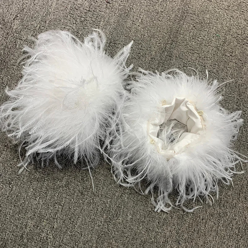 arrival in summer Wide fur cuffs with 100% genuine Auster feather cuffs detachable sleeve heater S47 241206