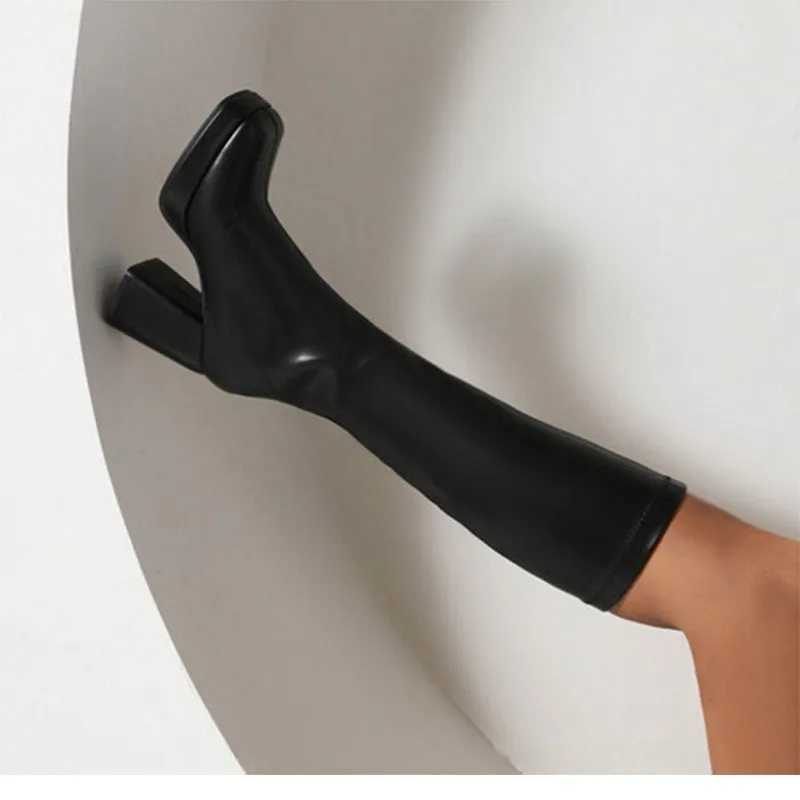 High Quality Wens High Boots Knee Boots High H platform leather trend elegant fashionable sexy black designer shoes available in plus size T241206