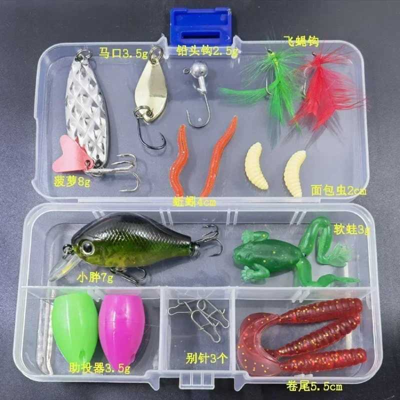 NewMixed Fishing Lure Set Soft and Hard Bait Kit Minnow Metal Jig Spoon Tack Accories with Box Bass Pike Crank Lure SetXJ241128