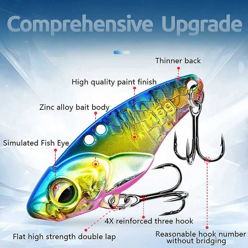 1pcs 3.5-15g Metal Spinner Fishing Bait VIB Spoon Fishing Lure Crankbait Bass Artificial Hard Baits Cicada VIB Fishing TackXJ241128