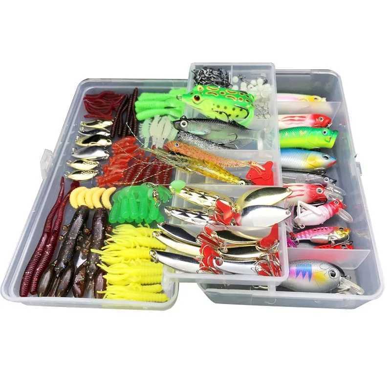 Fishing Lure Kit Soft and Hard Bait Set Gear Layer Minnow Metal Jig Spoon For Bass Pike Crank Tack Accories with BoxXJ241128