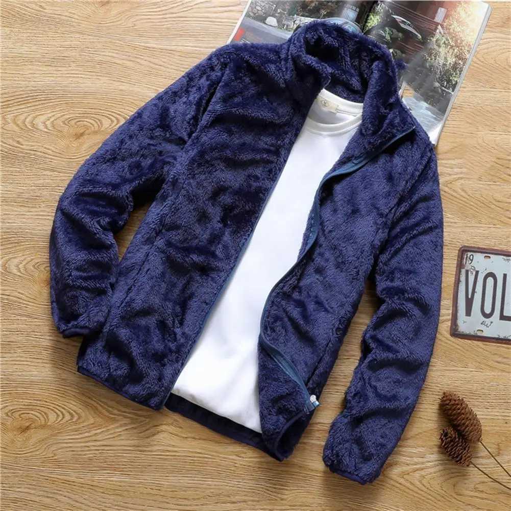 Chic Fluffy Jacket Autumn Winter Solid Color Double Sided Velvet Solid Color Fluffy Jacket Coat ThickXJ241206