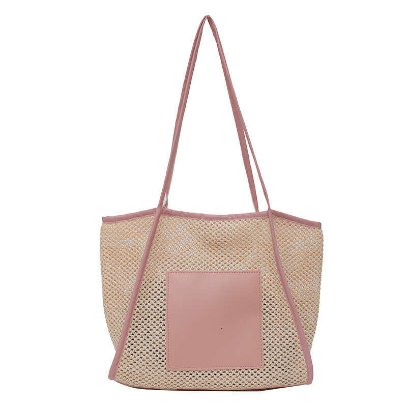 Straw Women's Beach Summer New Item, Large Capacity Woven Simple Casual Shoulder Bag, Fashionable Quality, Classic