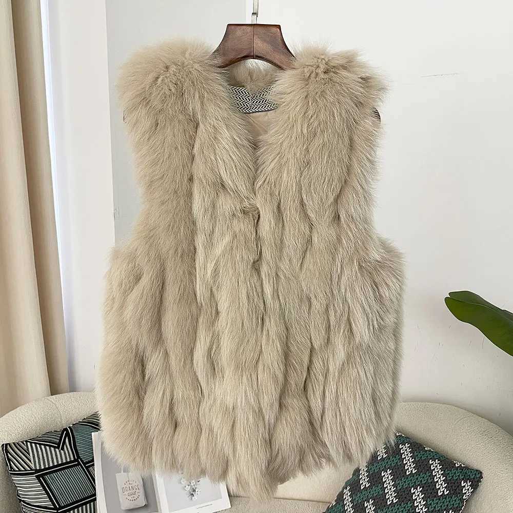 Natural Real Fur Vest Thick Luxury Waistcoat Fe Natural Fur Jacket Streetwear New Autumn Winter Warm Womens CoatXJ241206