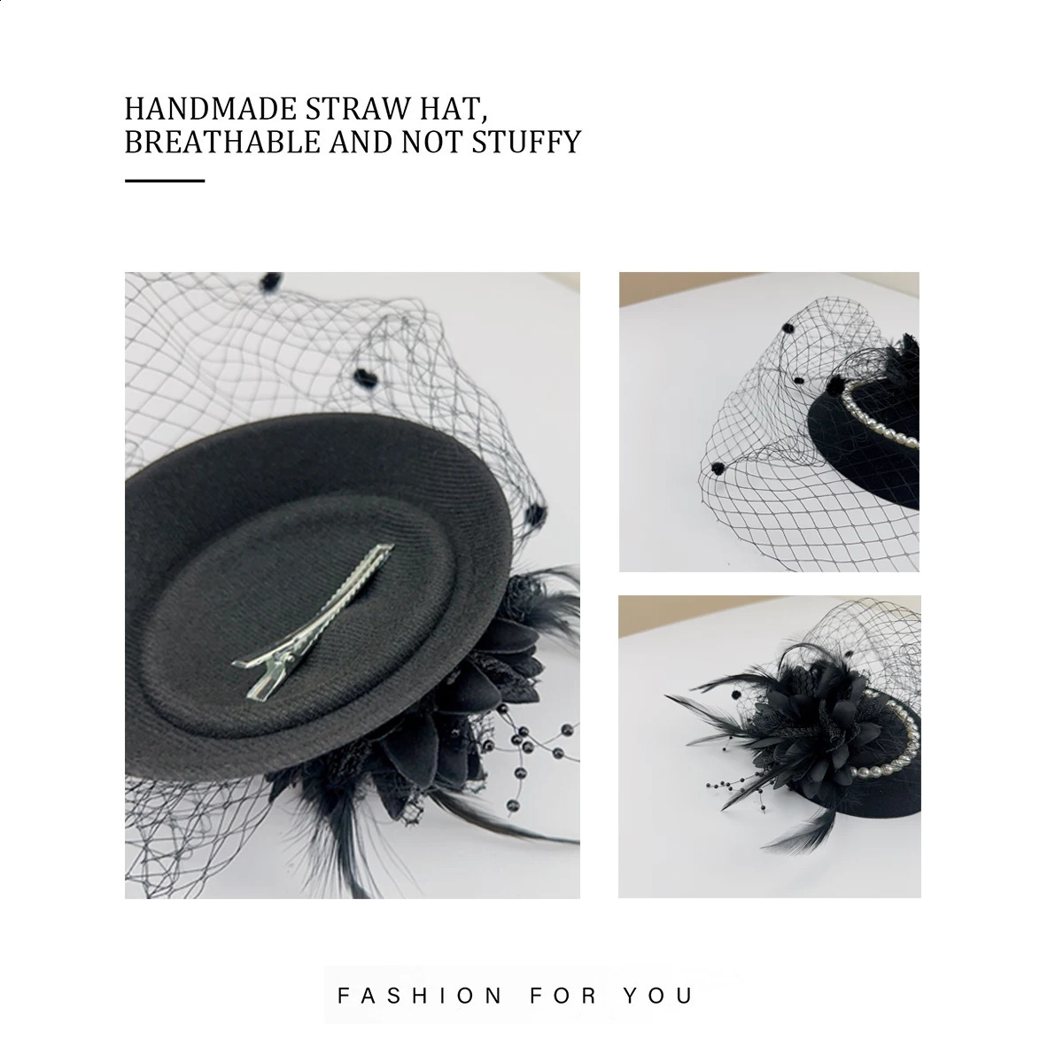 1 womens retro French top hat elegant mesh headdress for evening socialites 241122