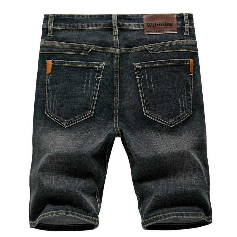 Summer Shorts Jeans Men Denim Pants Stretch Dark Blue Fashion Design Mens Jeans Slim Straight Male Short Jeans HombreXJ241206