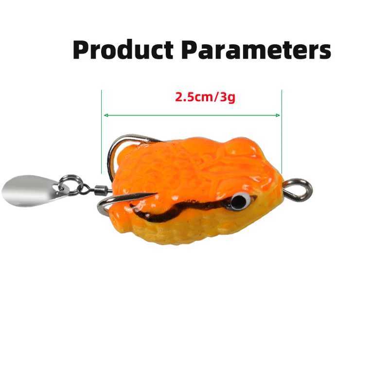 1/5pcs Mini Frog Soft Bait 25mm 3g Doub Hide Hook Fishing Lure Bionics Sequin Frog Bait Artificial Lifelike Thunder Frog LureXJ241128