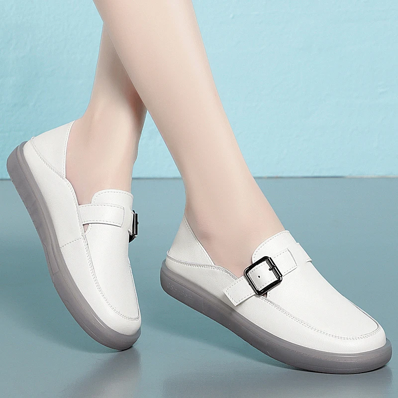 AIYUQI Loafers Woman Genuine Leather Spring New Student Sneakers Girl Flat Large Size Nurse Shoes Girl