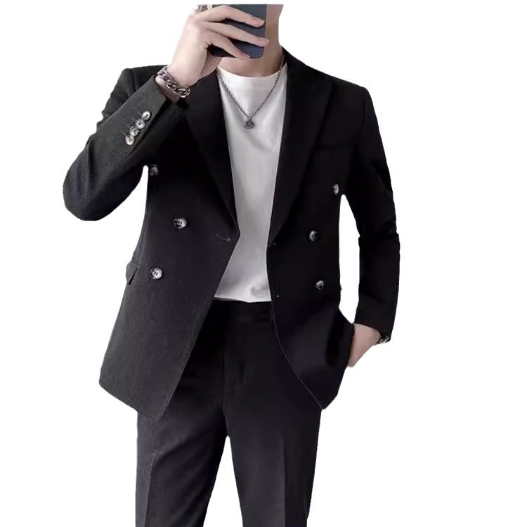 X1025Double-breasted suit for men wedding dress slim fit suit for men trendy casual