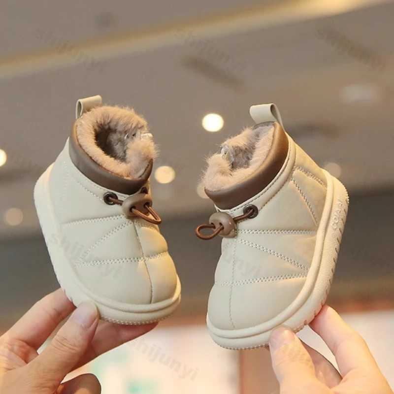 Winter Boots for Baby Boys Outdoor Girls Snow Boots Fashion Elastic Band Plush Children Cotton Shoes Non-slip Kids Casual ShoesXJ241206