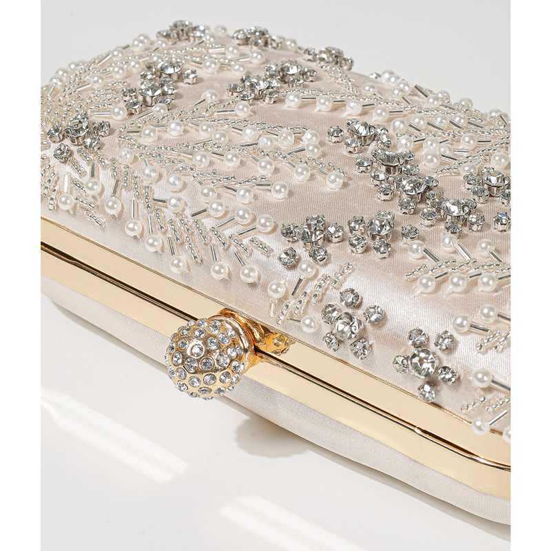 Clutch Bag Handmade Embroidered Banquet Bag with New Diamond Inlaid Pearl Dress Cocktail Party Light Luxury Bag 240920