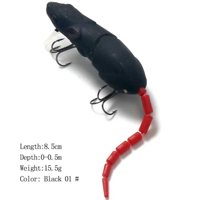 Plastic Mouse Fishing Lure With 3D Eyes Wagging Tail Slow Sinking Artificial Bait for pike bass Swimbaits minnow FloatingbaitsXJ241128