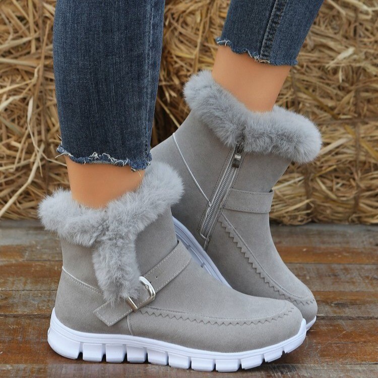 Winter Women Fur Warm Snow Casual Shoes New Short Plush Suede Ankle Boots Flats Gladiator Sport Ladies Botas Mujer